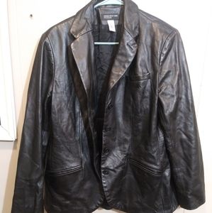 Jones New York Black Leather Jacket sz LG